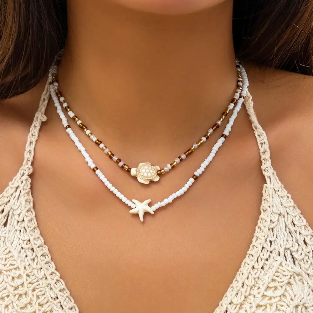 Bilayer Conch Shell Beach Necklace