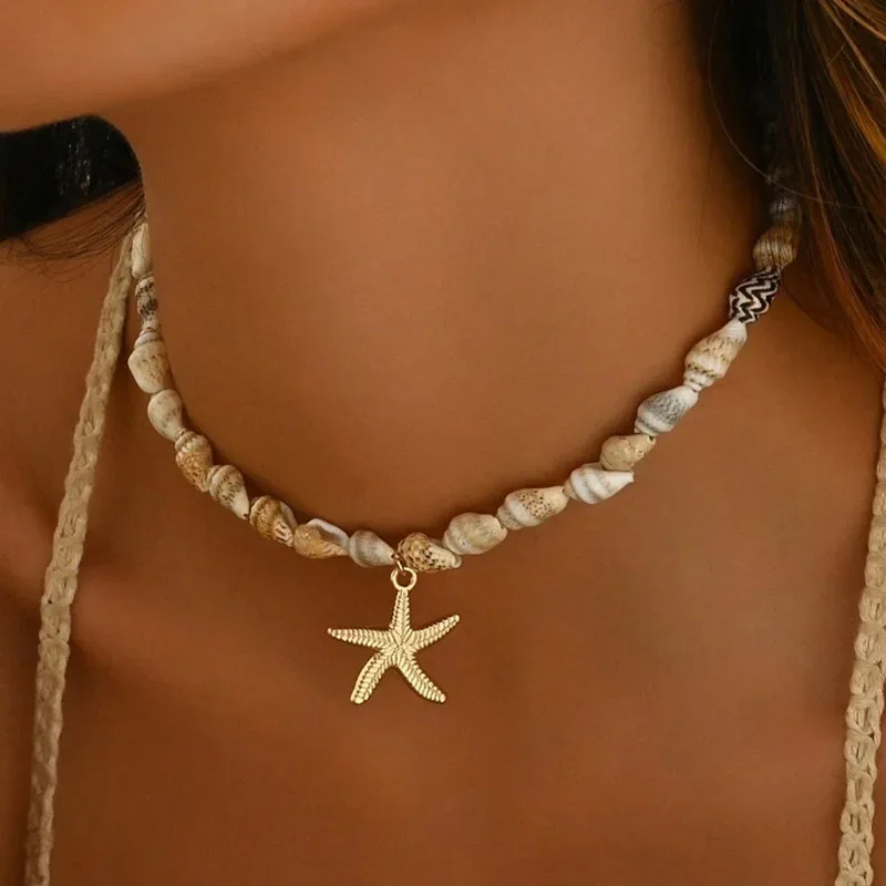 Handmade Starfish Seashell Beaded Choker