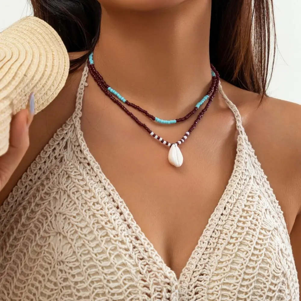Bilayer Conch Shell Beach Necklace